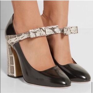 Gucci Nimue Mary Jane Python Block Heels Sz 7.5